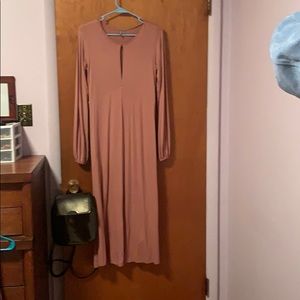 Pink midi long sleeve dress with oval cutout, NEW
